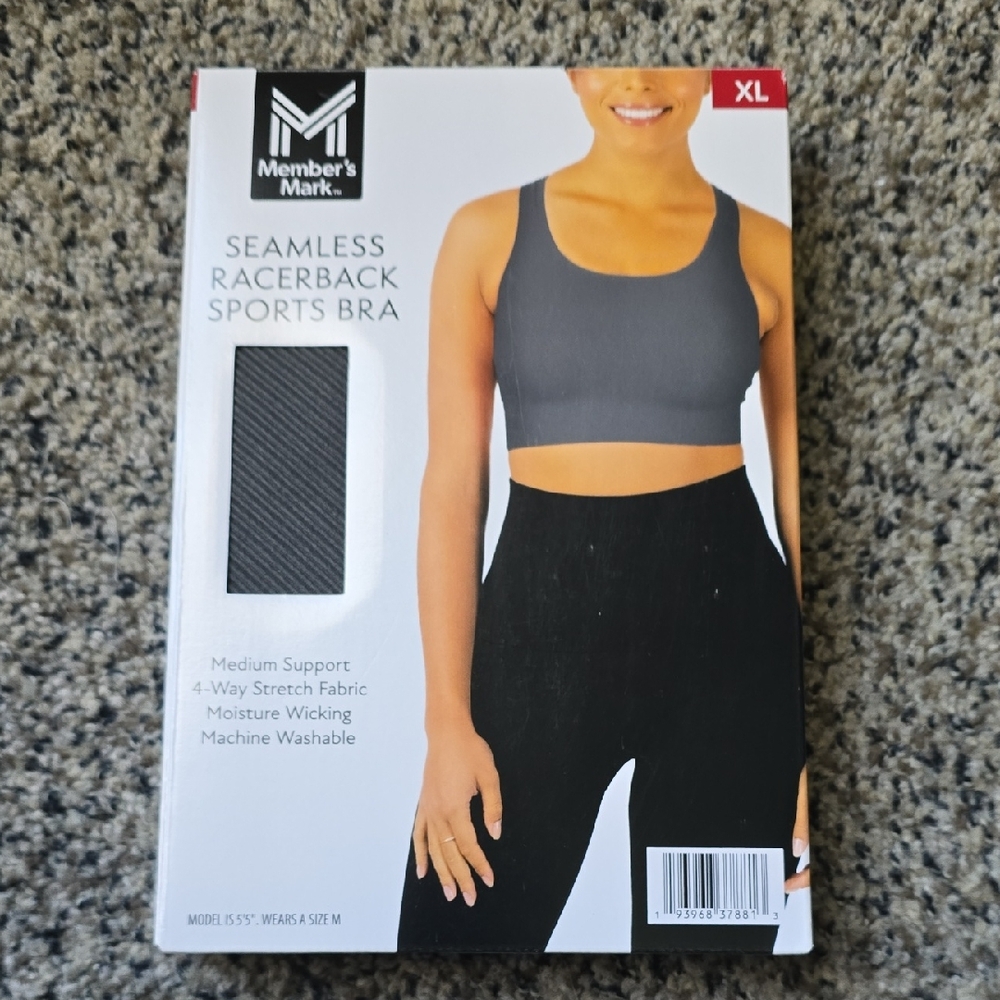 🆕️ Member's Mark Gray Seamless Racerback Sports Bra